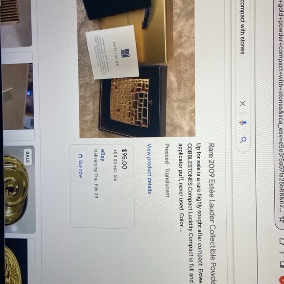 COLLECTORS ITEM NEVER USED Ester Lauder Golden Cobblestones Compact from NM - Picture 4 of 8